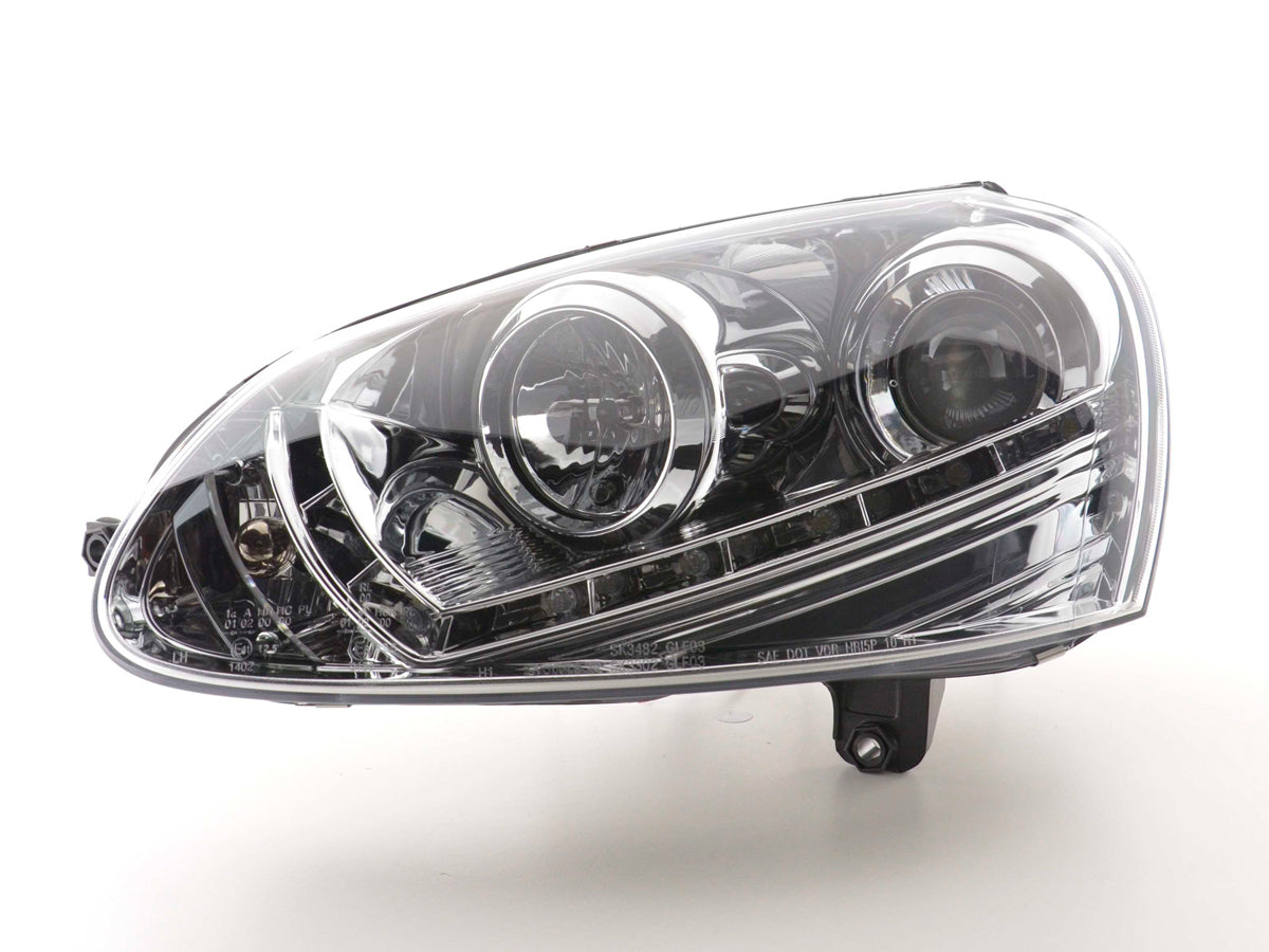 Scheinwerfer Set Daylight LED Tagfahrlicht VW Golf 5 03-08 chrom Scheinwerfer Set Daylight LED Tagfahrlicht VW Golf 5 03-08 chrom